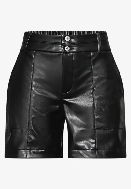 Shorts in Leder-Optik Black