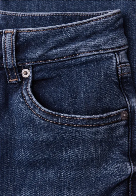 Skinny Leg Jeans Dark Blue Soft Washed