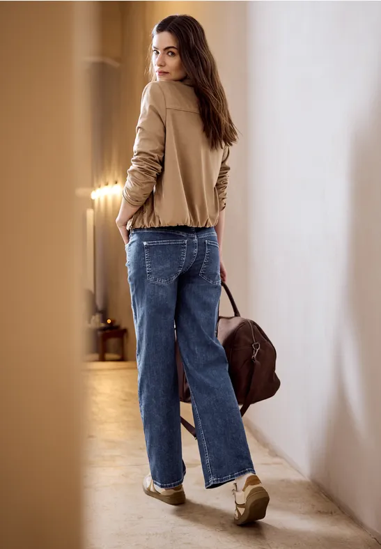 Wide Leg Jeans Medium Blue Soft washed