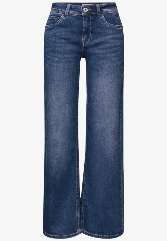 Wide Leg Jeans Medium Blue Soft washed
