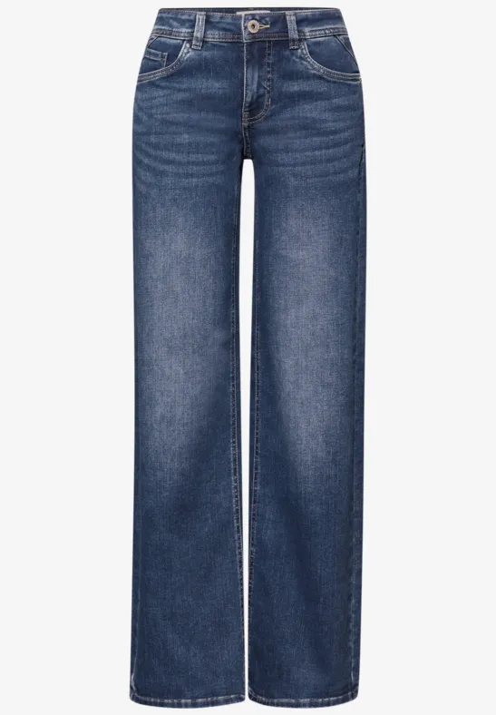Wide Leg Jeans Medium Blue Soft washed