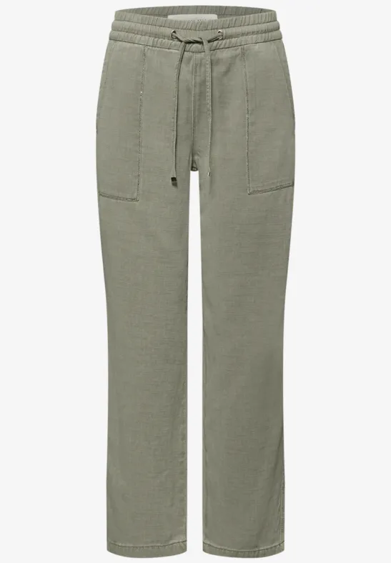 Mid Waist straight legs broek in Loose Fit sea spray green