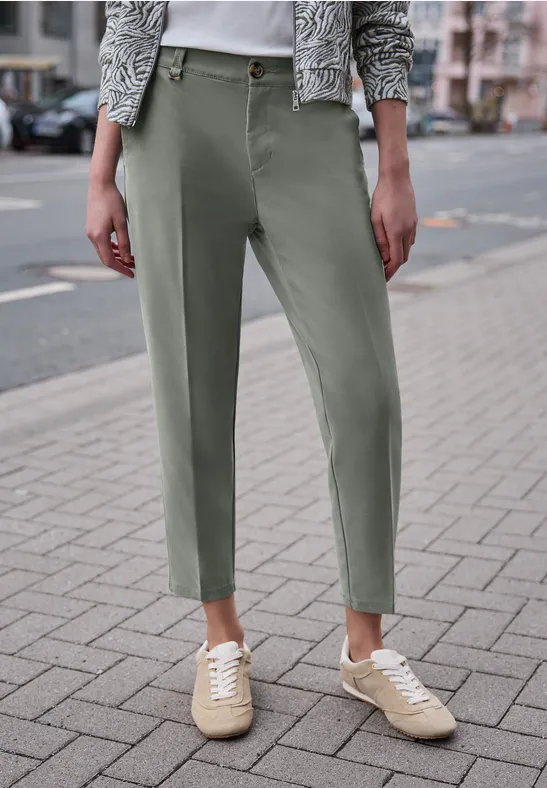 Mid Waist Slim Leg Chino im Casual Fit sea spray green