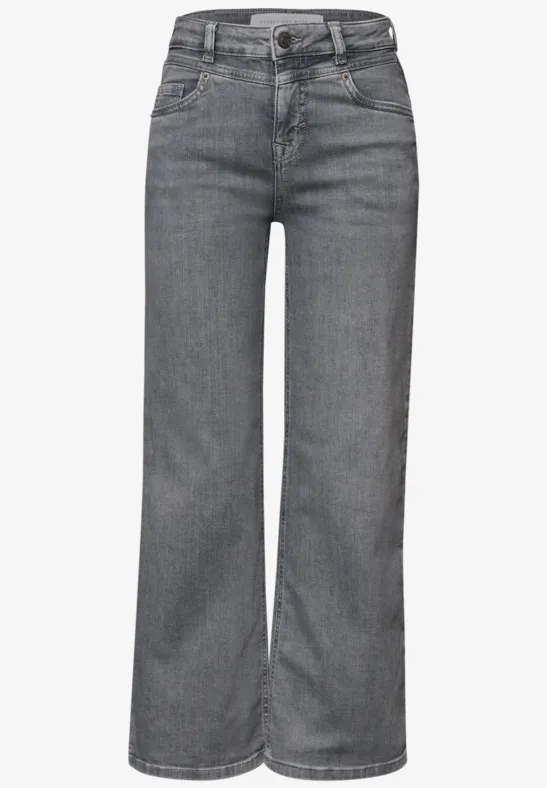 High Waist Wide Leg Jeans im Loose Fit mid grey random wash