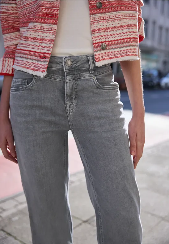 High Waist Wide Leg Jeans im Loose Fit mid grey random wash