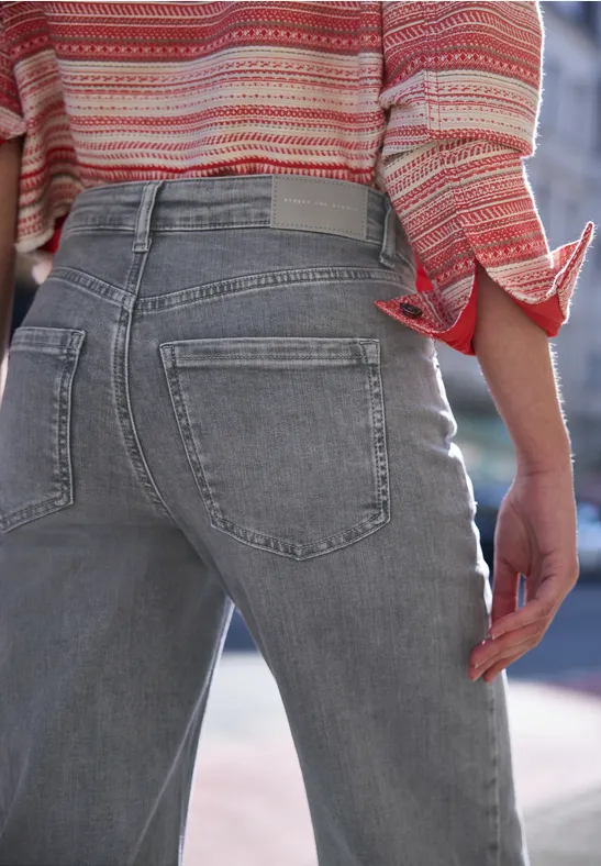 High Waist Wide Leg Jeans im Loose Fit mid grey random wash