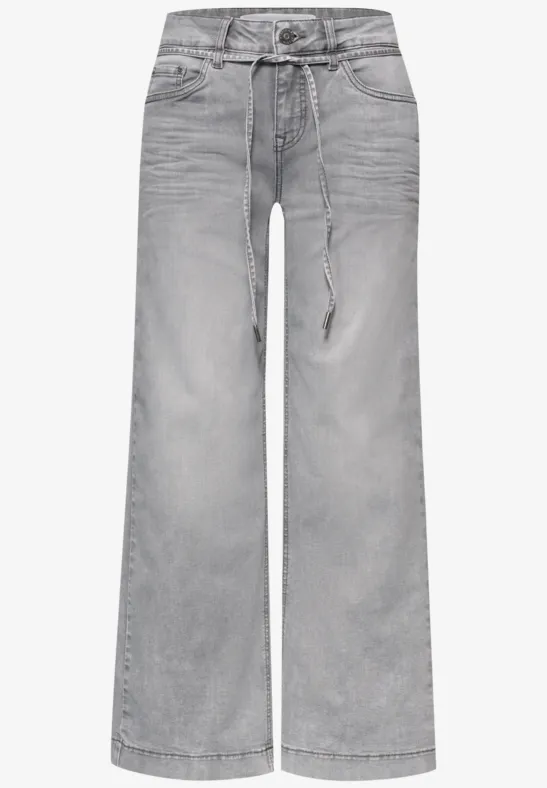 Cropped jeans met wijde pijpen in een Loose Fit light grey wash