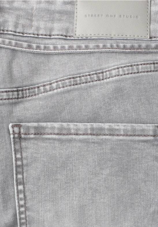 Cropped jeans met wijde pijpen in een Loose Fit light grey wash