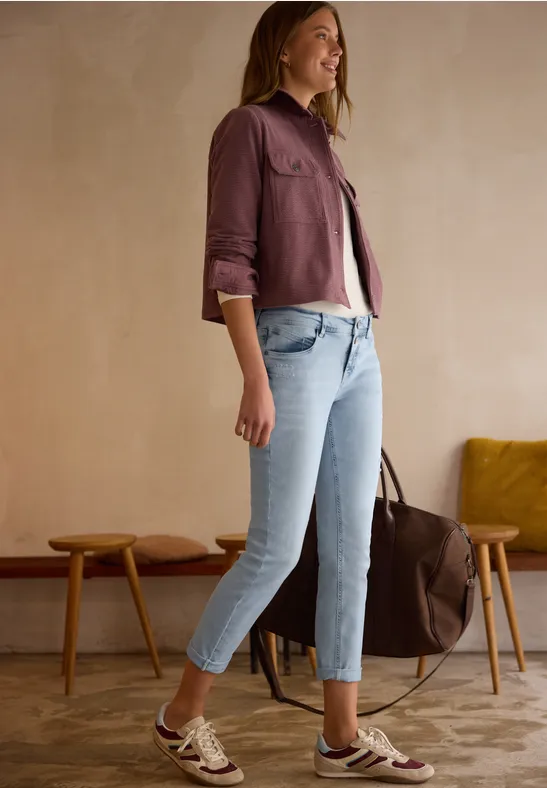 Mid Waist Slim Leg Jeans im Casual Fit bleached wash