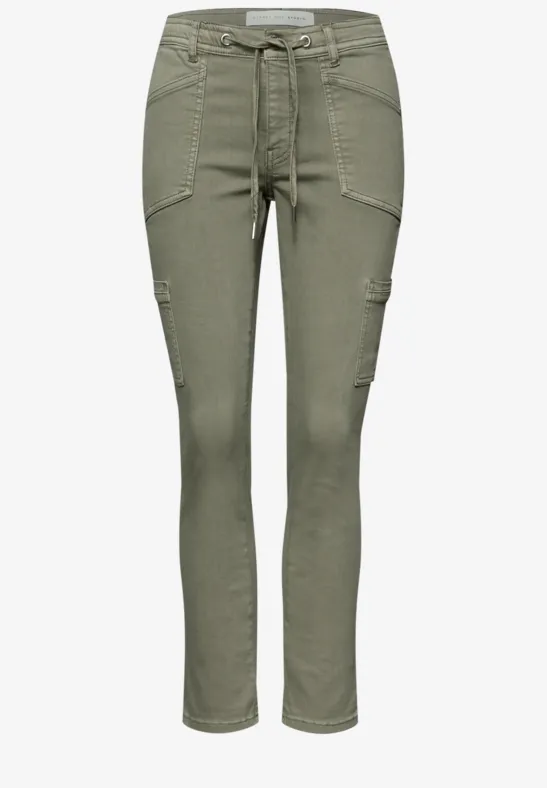 Jeans im Cargo-Look olive wash