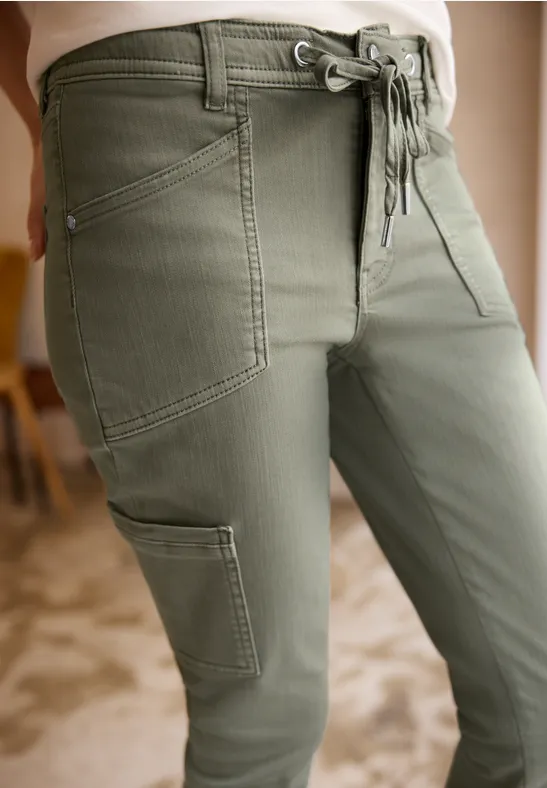 Jeans im Cargo-Look olive wash