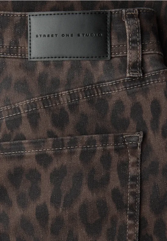 Wide Leg Leo Jeans Leo Print washed