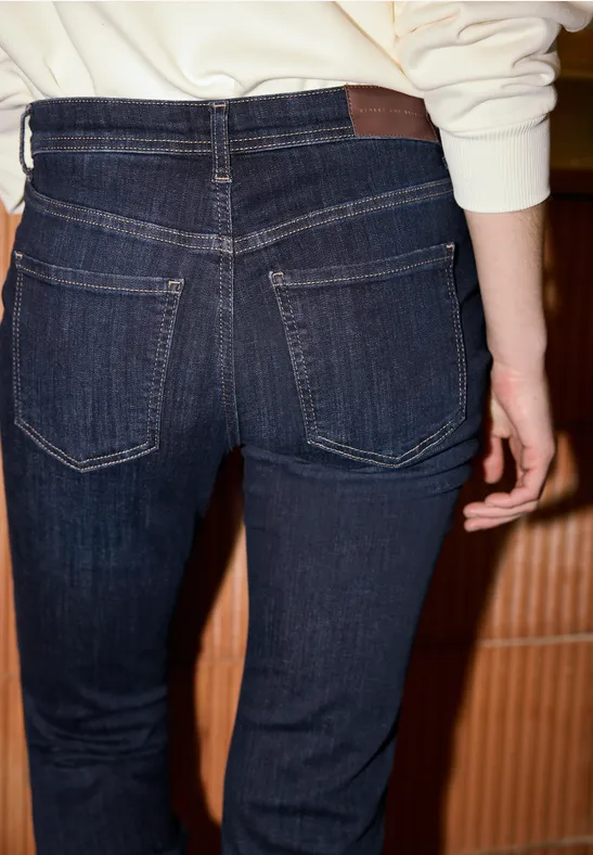 Straight Leg Jeans dark blue washed