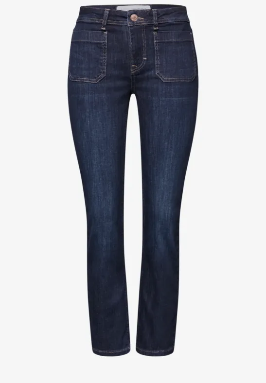 Straight Leg Jeans dark blue washed