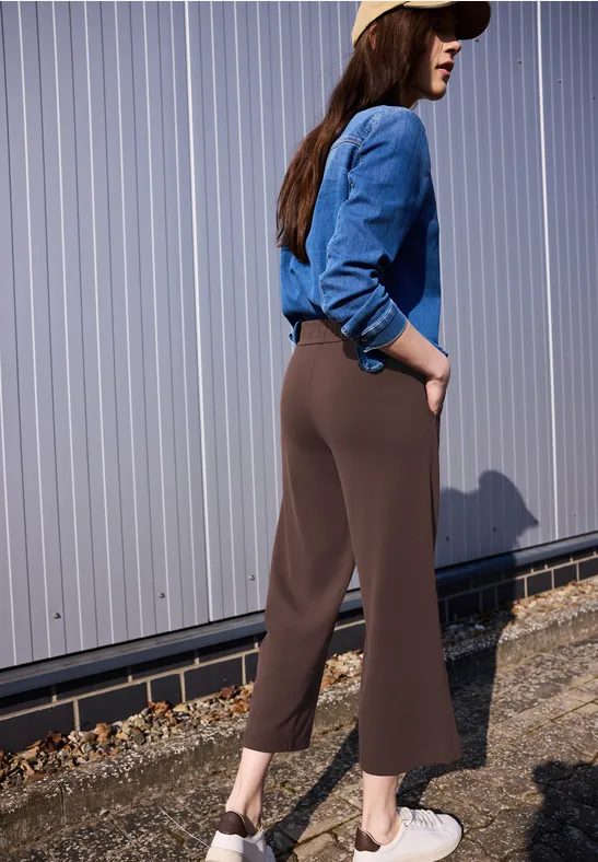 Mid Waist Wide Leg Hose im Casual Fit mahogany brown