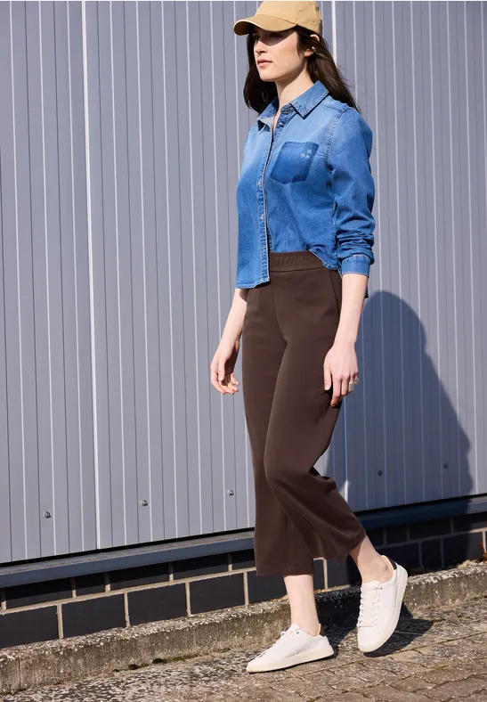 Mid Waist Wide Leg Hose im Casual Fit mahogany brown