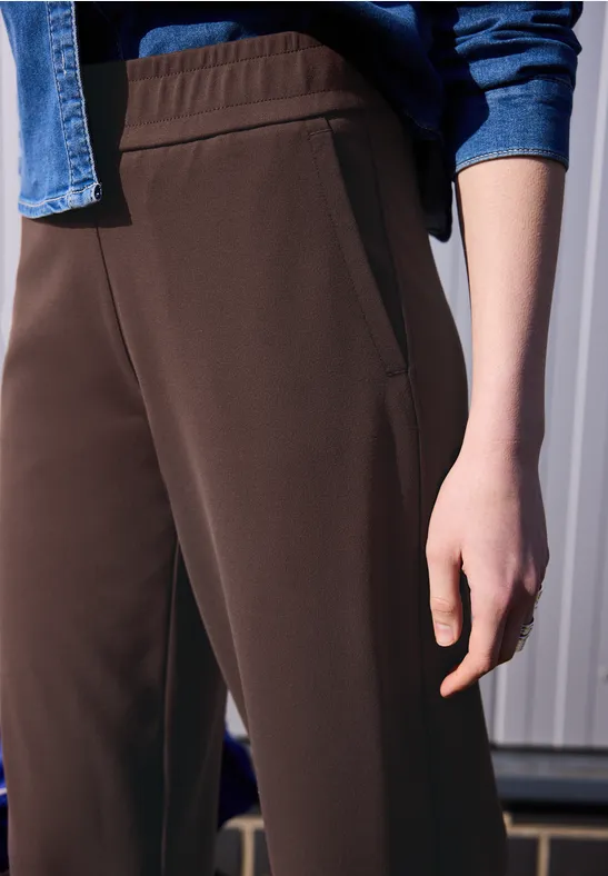 Mid Waist Wide Leg Hose im Casual Fit mahogany brown