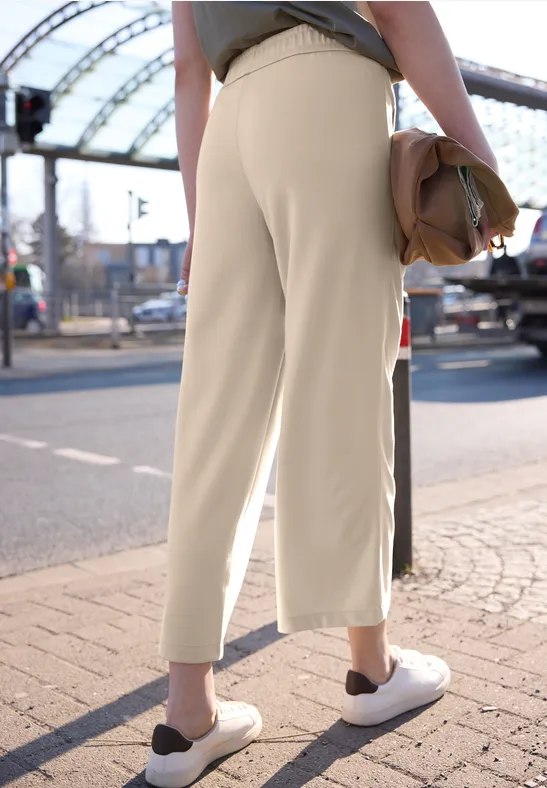 Mid Waist Wide Leg Hose im Casual Fit stone sand