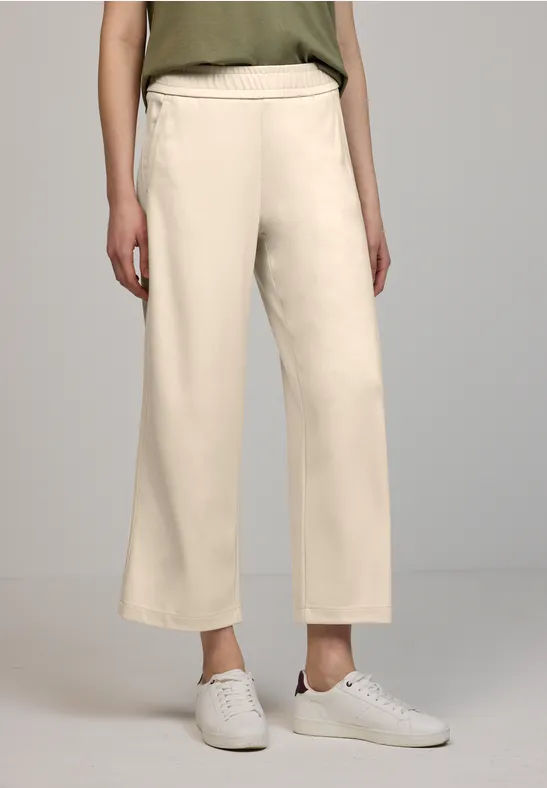 Mid Waist Wide Leg Hose im Casual Fit stone sand