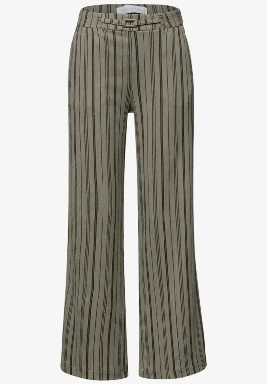 Wide Leg Hose mit Gürteldetail Lichen Green