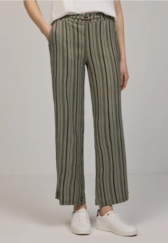 Wide Leg Hose mit Gürteldetail Lichen Green