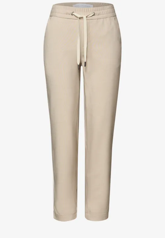 Mid Waist Slim Leg Hose im Loose Fit stone sand mel.