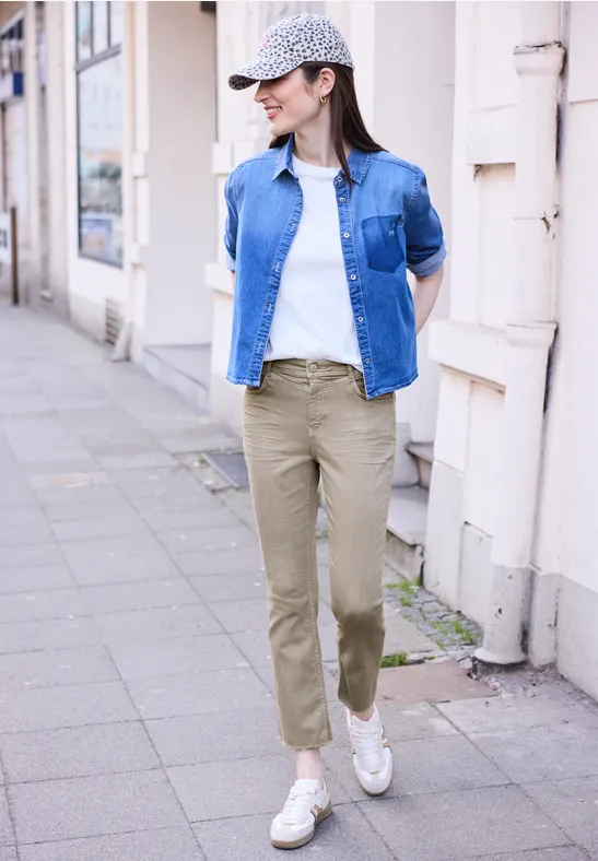 High Waist Kick Flare Hose im Slim Fit dark stone sand