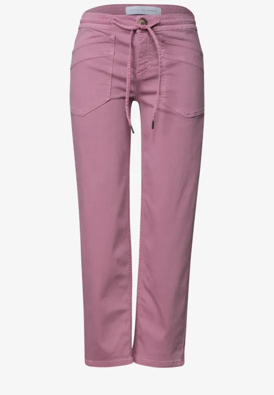 Rosa Freizeithose mit Kordelzug und geradem Bein