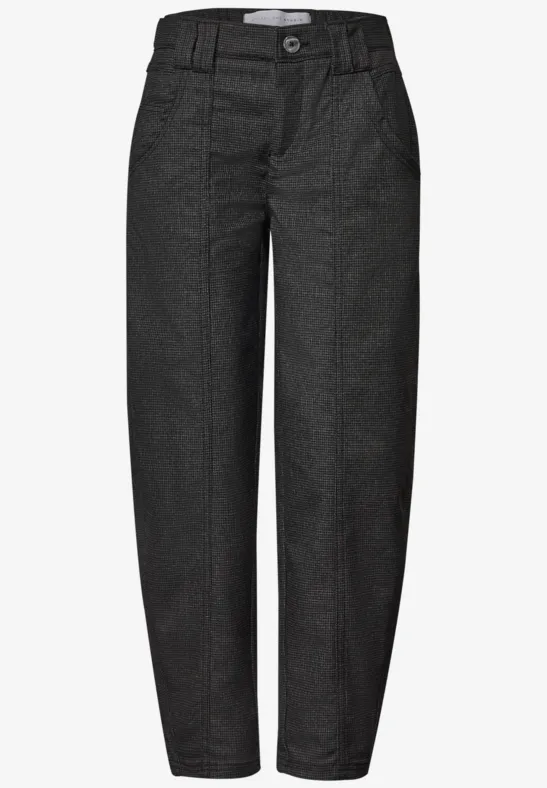Dunkelgraue Damenhose mit geradem Schnitt und schmal zulaufenden Beinen