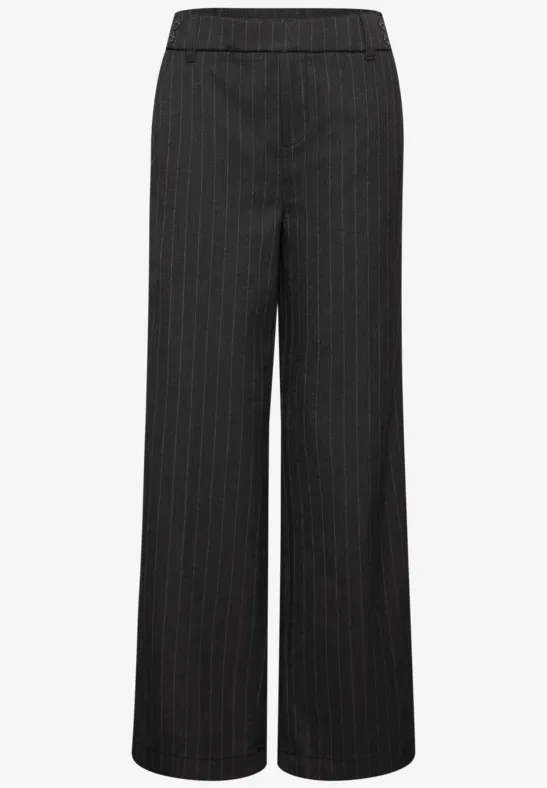 Schwarze, weit geschnittene Hose mit dezenten Nadelstreifen