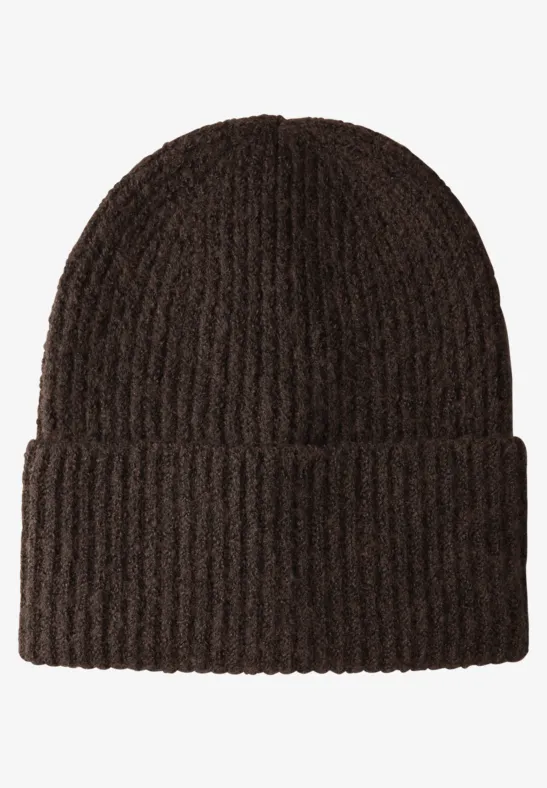Bonnet en tricot cosy dark auburn brown
