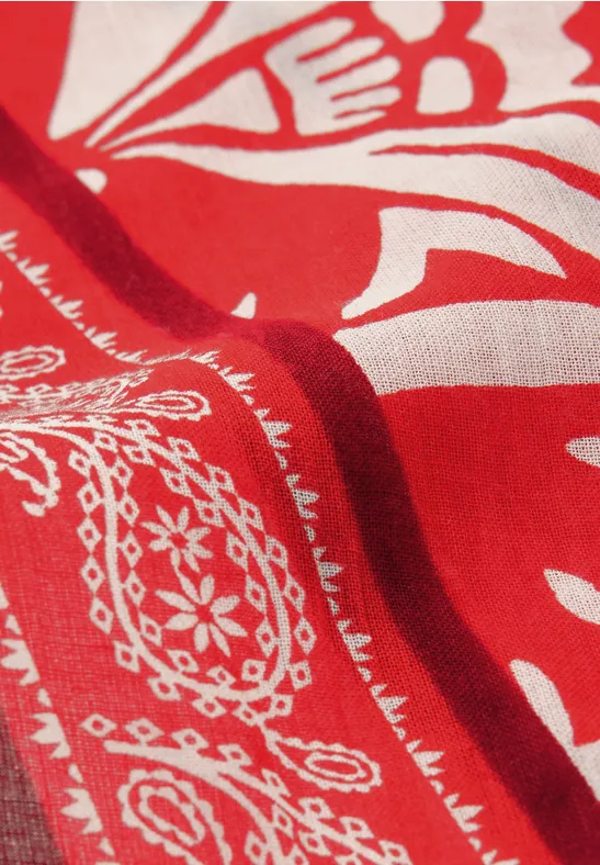 Bandana in ruitvorm met print chili red