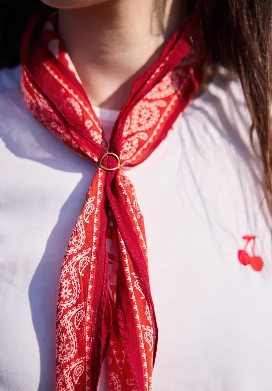 Bandana in ruitvorm met print chili red