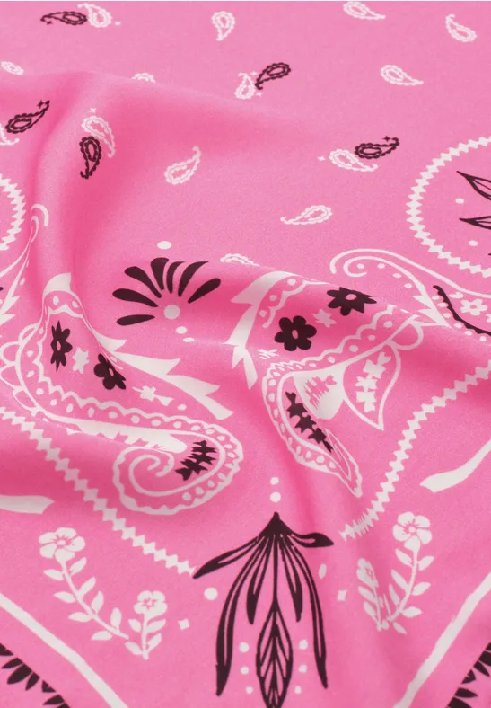 Foulard en satin imprimé simply pink