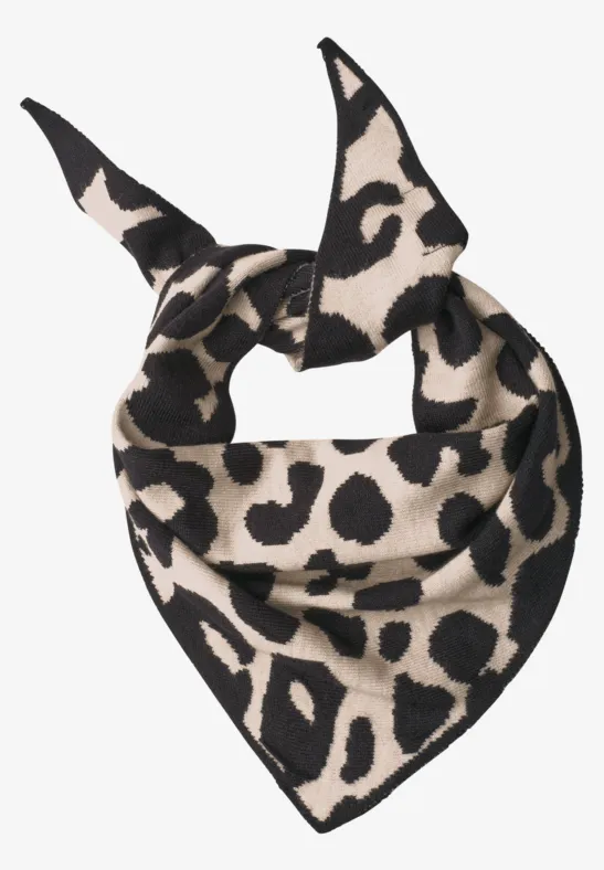 Écharpe jacquard à motif léopard biscuit sand mel.
