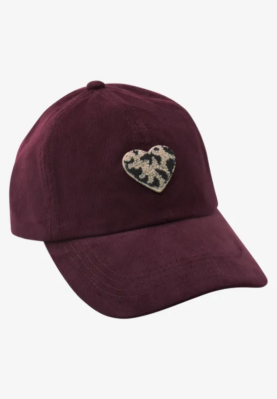Cap aus Cord mit Herdetail very berry
