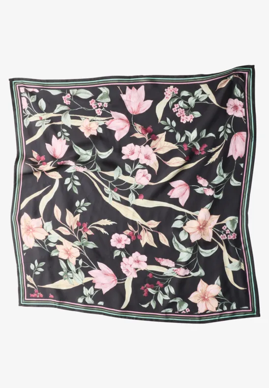 Satijnen doek met bloemmotief inked grey