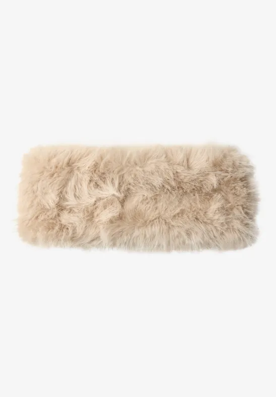 Écharpe boucle en fausse fourrure smooth stone sand