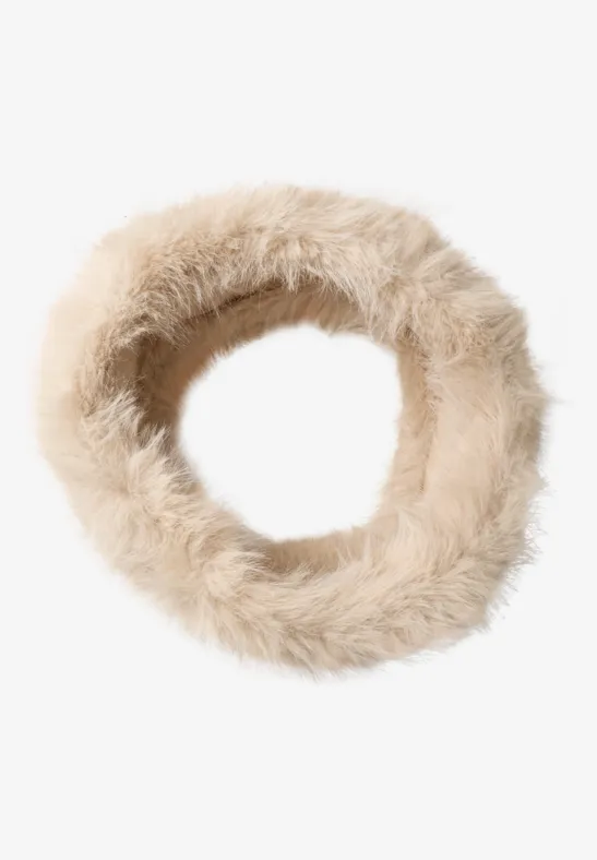 Écharpe boucle en fausse fourrure smooth stone sand