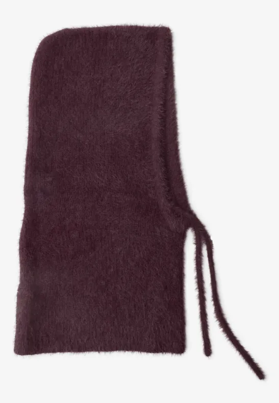 Balaclava van veergaren in effen kleur russet red