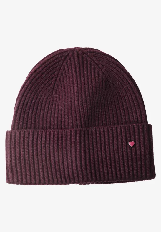 Strick-Beanie in Unifarbe russet red