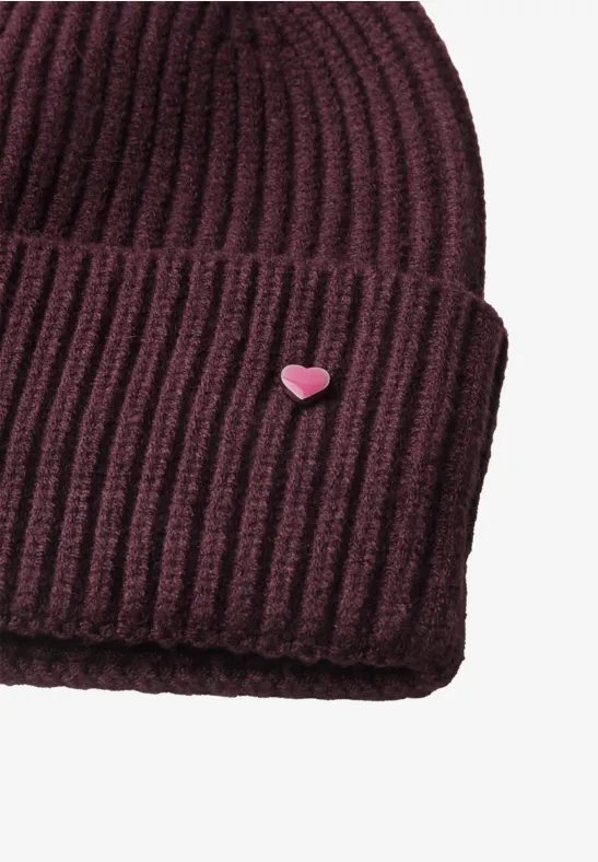 Strick-Beanie in Unifarbe russet red