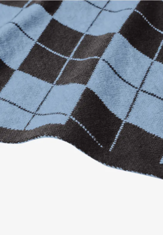 Foulard triangulaire à motif Argyle loom blue