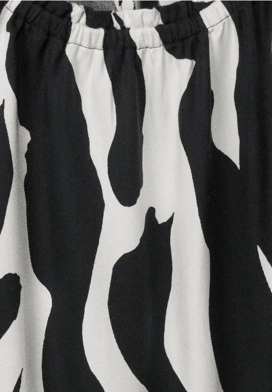 Robe Mi-longue En Noir Imprimé Zèbre Cache-coeur Découpée | Robes | PLT FR