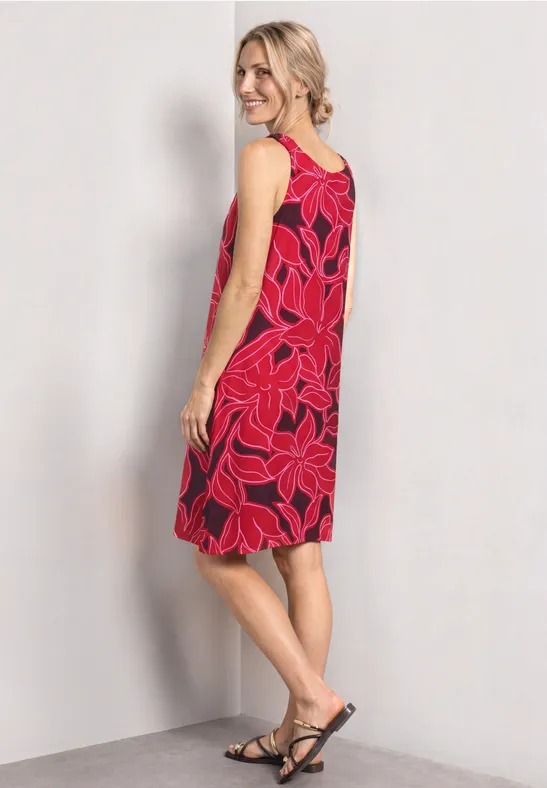 STREET-ONE Knielanges Kleid mit gerafften Trägern für Damen in Rot