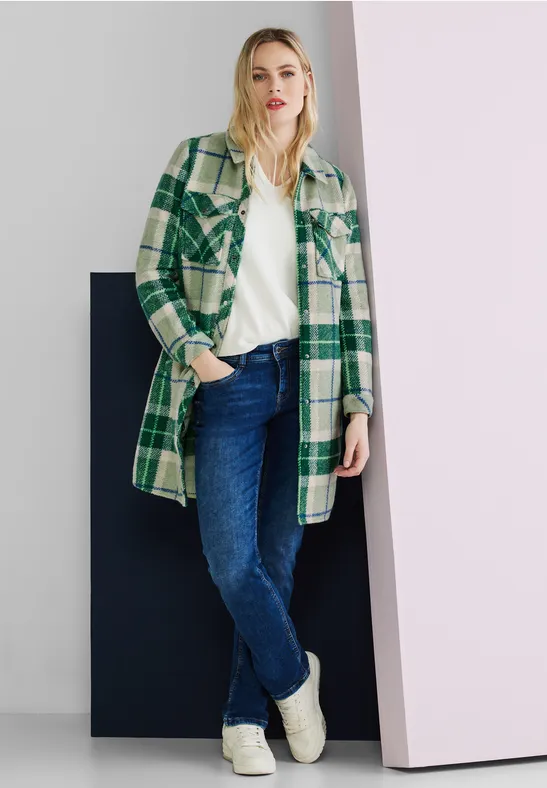 STREET-ONE Karo Overshirtjacke für Damen in Grün | STREET-ONE