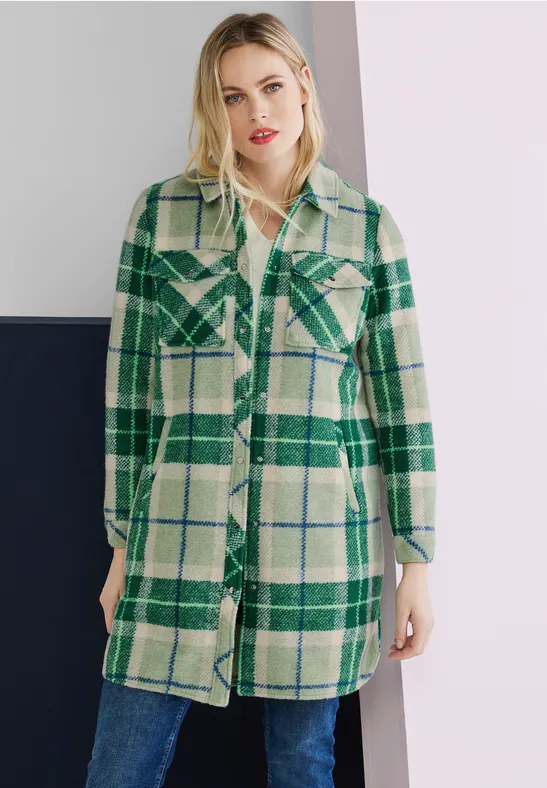STREET-ONE Karo Overshirtjacke für Damen in Grün | STREET-ONE