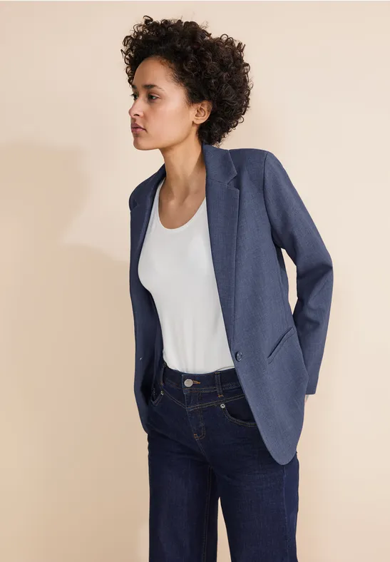 STREET-ONE Melange Longblazer für Damen in Blau | STREET-ONE