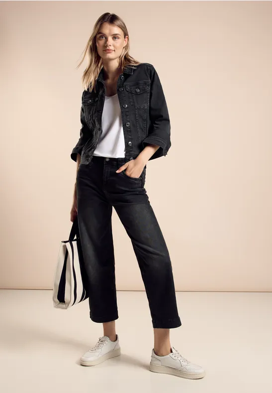 STREET-ONE Jeansjacke im Washed-Look für Damen in Schwarz | STREET-ONE