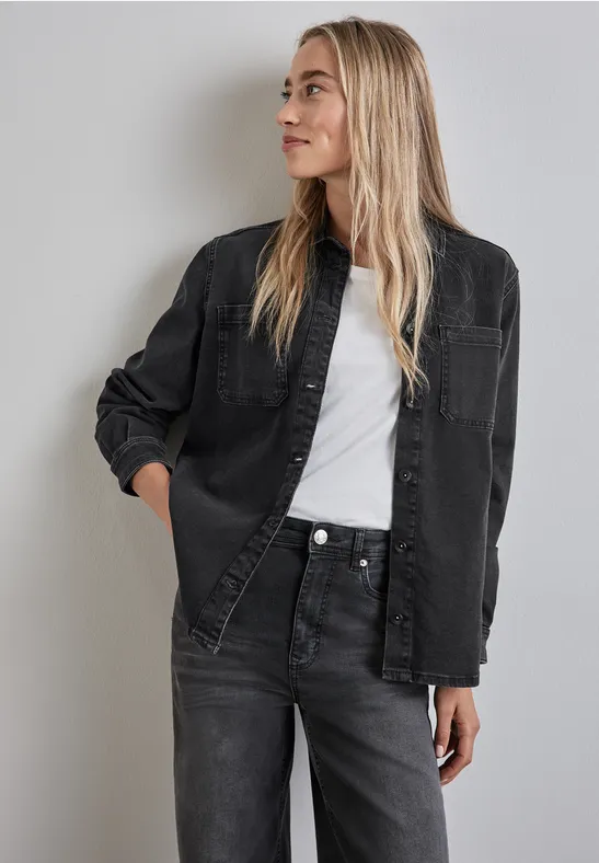 STREET-ONE Jeanshemd für Damen in Schwarz | STREET-ONE